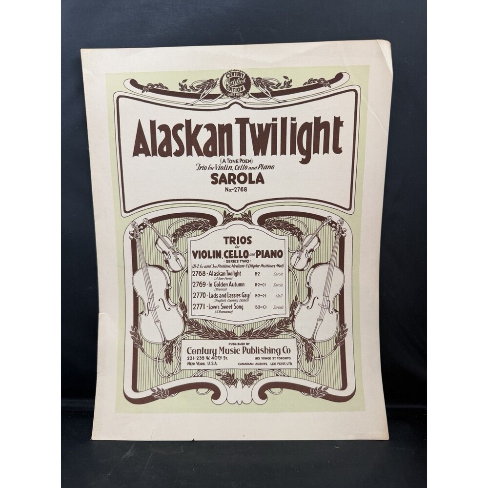 Vintage Alaskan Twilight Sheet Music By Jean Sarola Music Trio